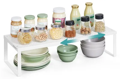 Produktbild von Küchenregal KCS007W01 - Ausziehbares Design für Tisch-Organizer - Maße einstellbar