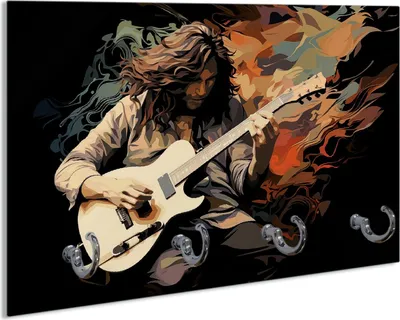 Produktbild von Wallario Schlüsselbrett aus Glas, Motiv: Gitarrensolo, 30 x 20 cm mit 4 Haken