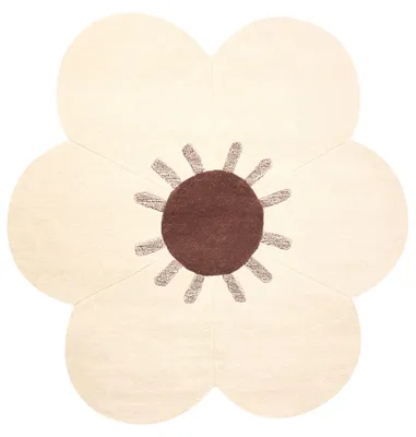 Produktbild von BELIANI Teppich Beige Wolle Blumenform ⌀ 140 cm Handgetuftet ohne Muster Moderner Kurzhaar Kurzflor Wohn- und Schlafzimmer Wollteppich