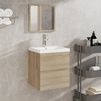 Produktbild von The Living Store Badschrank mit Spiegel Sonoma-Eiche Holzwerkstoff
