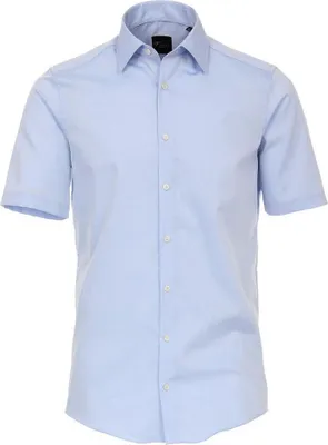 Produktbild von VENTI Herren Businesshemd Kurzarm Kentkragen Slim Fit Uni Hellblau Popeline Bügelfrei  44