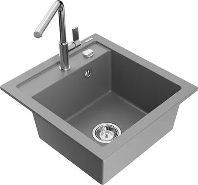 Produktbild von Mexen Vito 1-Becken-Granit-Spüle mit Mischbatterie Flora, Grau - 6503-71-670401-00