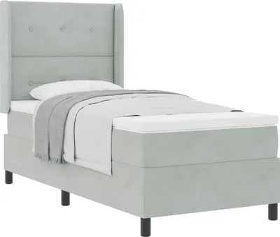 Productafbeelding van vidaXL Boxspringbed met hoofdeinde, lichtgrijs, 80 x 200 cm, fluweel