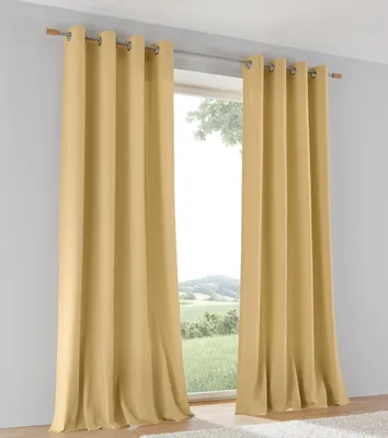 Produktbild von Kutti Vorhang Duck Baumwolle Ösen 1 Stück – Blickdicht – strohgelb – einfarbig - modern - Gr. 140 x 175 cm (1 STK)