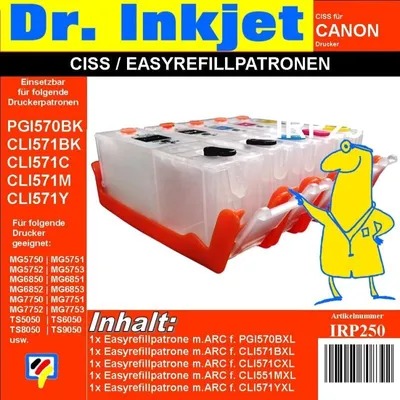 Produktbild von IRP250MP - CISS / Easyrefillpatronenset von Dr. Inkjet ersetzen die PGI570XL und die CLI571XL Druckerpatronen