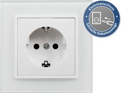 Produktbild von Steckdosen Set McPower Flair "Beginner 1S-Style Profi", weiß, Glasrahmen, Klemmanschluss