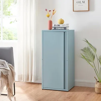 Produktbild von Metallschrank Burlöv Aktenschrank mit Einer Tür Büroschrank 2 höhenverstellbare Ablagen Ordnerschrank 88 x 40 x 35 cm Graublau Spind Schrank