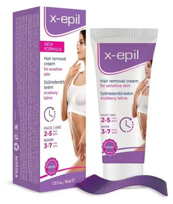 Produktbild von X-Epil, X-Epil, Silky Finish, Haarentfernungscreme, fü r empfindliche Haut, fü r Achselhö hlen und Bikinizone, 40 ml