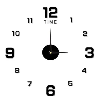 Produktbild von Große moderne Wanduhr | Wandtattoo XL XXL Analog 130 cm | Rießen Hochglanz 3D Wand Uhr in Schwarz mit spiegelnder Oberfläche | zum Kleben