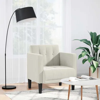 Immagine prodotto di Poltrona con braccioli, color crema, 53 cm, in velluto