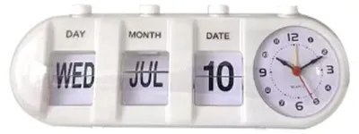 Immagine prodotto di Sveglia calendario, forma innovativa, decorativa da tavolo per casa, soggiorno, camera da letto, ufficio, bianca