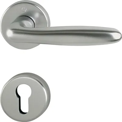 Produktbild von Hoppe Drückergarnitur Verona Türklinke mit Rosette PZ mit Schnellstift, TS 37-47, Aluminium Edelstahl-Effekt