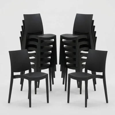 Produktbild von 24er Set Trieste Grand Soleil Polypropylen Stühle für Restaurant - Schwarz
