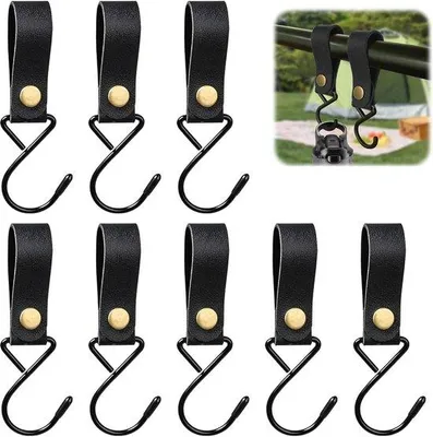 Immagine prodotto di Ganci a S in pelle neri, set da 8 pezzi