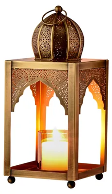 Produktbild von Orientalische Laterne aus Metall Yasma, 31 cm hoch | Marokkanischer Kerzenhalter für Teelichter als stilvolle Deko für Balkon, Garten oder Wohnzimmer