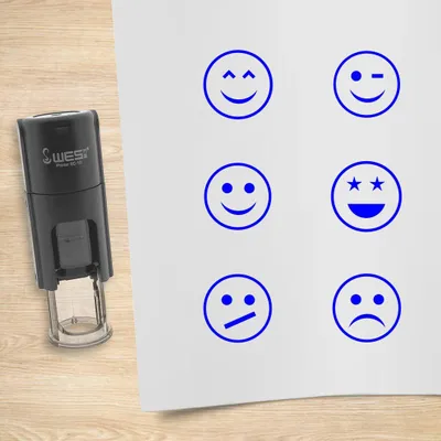 Obrázok produktu pre Sada pečiatok CombiCraft Smiley modrá so 6 pečiatkami