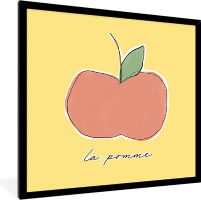 Produktbild von MuchoWow® Gerahmtes Poster Apfel - Obst - Text 40x40 cm - Poster mit Schwarzem Bilderrahmen Wandposter Rahmen Foto Bilder - Mit Rahmen - Wanddekoration Schlafzimmer