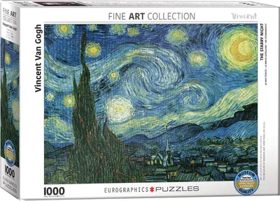 Produktbild von 1000 Teile Puzzle - Puzzle - Vincent van Gogh - Sternennacht + Puzzle Alu Rahmen für 1000er