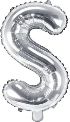 Obrázok produktu pre Fóliový balón písmeno "S", 35 cm, strieborný (1 balenie / 50 kusov)
