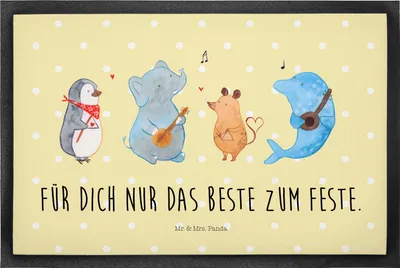 Produktbild von Mr. & Mrs. Panda Türvorleger Big Band 40 x 60 cm - Gelb Pastell - Geschenk, Lustige Sprüche, Elefant, Schmutzfangmatte, fußmatte, Hund, Gummimatte, Pinguin, Schmutzmatte