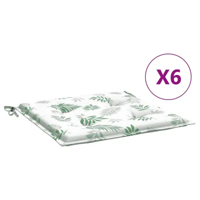 Image de vidaXL Coussin de chaise 6 pcs. Motif de feuilles 40x40x3 cm Tissu