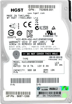 Immagine prodotto di Disco rigido HP HUC109090CSS600 900 GB 10000RPM SAS II 2,5" 5697-1288