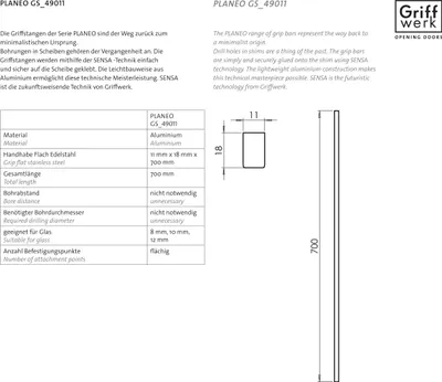 Produktbild von GRIFFWERK Griffstangenpaar PLANEO GS_49011 70 cm Kaschmirgrau
