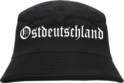 Produktbild von Ostdeutschland Fischerhut - Altdeutsch - bedruckt - Bucket Hat Anglerhut Hut L/XL Schwarz