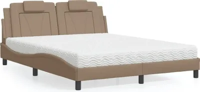 Produktbild von vidaXL Bett "Viana" mit Matratze Cappuccino-Braun 160x200 cm Kunstleder
