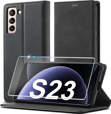 Produktbild von 2023 Samsung Galaxy S23 Hülle Leder Flip Wallet Case Schwarz
