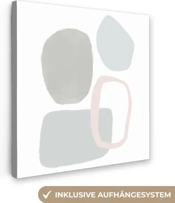 Produktbild von MuchoWow® - Leinwandbilder - Linienkunst - Abstrakt - Pastell, Wandbild, Wanddeko Bilder Wohnzimmer, 50x50 cm