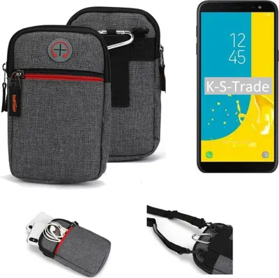 Produktbild von K-S-Trade Holster Gürtel Tasche kompatibel mit Samsung Galaxy J6 (2018) Handy Tasche Schutz Hülle grau Zusatzfächer 1x