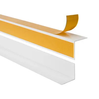 Immagine prodotto di QUEST Profilo angolare decorativo rigido in PVC 20x20mm, 1m incollato all'esterno, protezione dei bordi, bianco