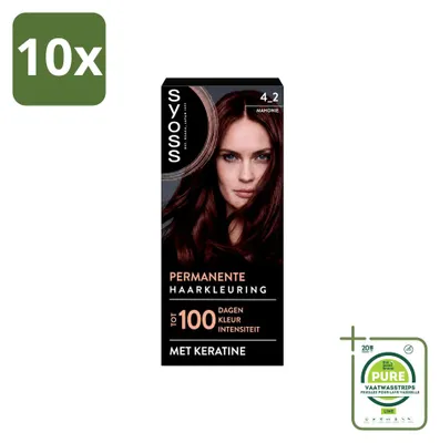 Produktbild von 10 x SYOSS Coloration 4-2 Mahonie - Permanente Haarkleuring - Großpackung - 10 Stücke