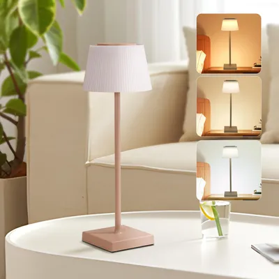 Image de Lampe de table LED rechargeable sans fil Aigostar, lampe de table tactile avec variateur d'intensité, 3 températures de couleur, lampe de chevet étanche IP54 pour intérieur et extérieur, chambre, salon, restaurant, jardin - Marron clair