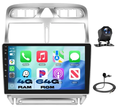 Obrázok produktu pre Autorádio s Androidom a CarPlay 2G+64G pre modely Peugeot 307 (2002-2013), 9-palcový dotykový displej, GPS, Bluetooth