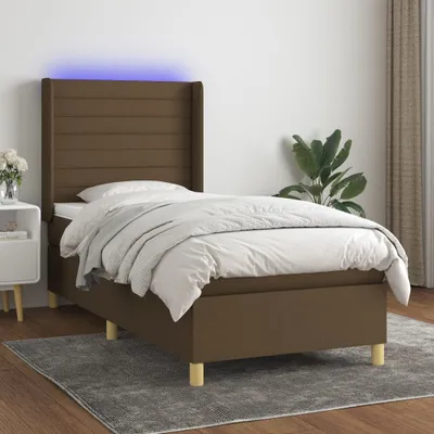 Produktbild von Design Möbel Boxspringbett mit Matratze & LED Dunkelbraun 100x200 cm Stoff - 2024 Neu