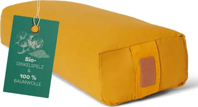 Produktbild von #DoYourYoga Yoga-Bolster Paravati - gefüllt mit Dinkelspelz - 67x22x13cm - Indischgelb