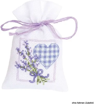 Produktbild von Vervaco Stickpackung Zählmuster "Kräutertütchen "Lavendel mit Herz"