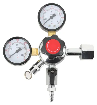 Produktbild von CO2 Druckminderer für Bier - Doppelmanometer Regler - Anschluss W21,8 x 1/14 - Unabhängiges Regelventil - Für Heimbrauen und Zapfanlage