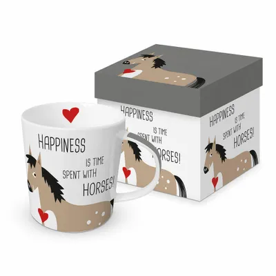 Produktbild von PPD Trend Mug Happiness & Horses, in Geschenkbox, Tasse, Teetasse, Kaffee Becher, 350 ml, 603801