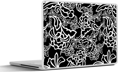 Produktbild von MuchoWow® Laptop Aufkleber Sticker Cover Muster - Blume - Schwarz und Weiß 40x30 cm - Laptop Dekoration - Selbstklebend