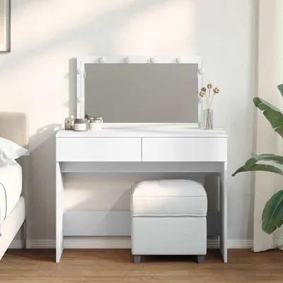 Image de vidaXL Coiffeuse avec éclairage LED blanc 100x40x120 cm