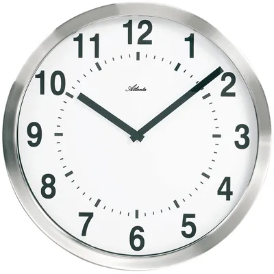 Produktbild von Atlanta 4278 Wanduhr Quarz analog silbern rund aus Kunststoff mit Metallrahmen