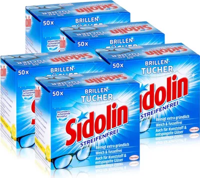 Produktbild von Sidolin Brillen Putztücher 50 stk. Tücher - Reinigt extra gründlich (5er Pack)