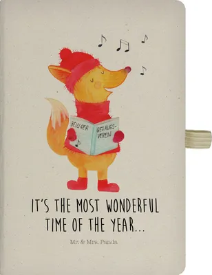 Produktbild von Mr. & Mrs. Panda notizbuch Fuchs Sänger - Transparent - Geschenk, Heiligabend, Tagebuch, Weihnachtslieder, Weihnachten, Winter, Singen, Adressbuch, Kladde, Journal