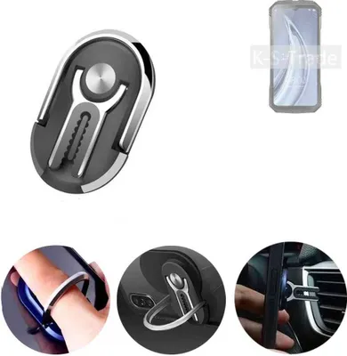 Produktbild von K-S-Trade 3in1 Smartphone-Ring Handy-Ring kompatibel mit Doogee V30 Fingerhalterung  Handyring Tischständer Lüftungsgitter-Halterung Tisch Ständer