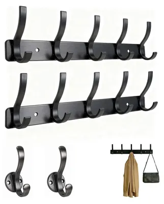 Garderobenhaken-Set, 4 Stück, schwarz, Metall, bis 15 kg belastbar