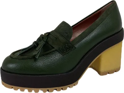 Produktbild von C27 decollete donna HOGAN H475 grün Gummiabsatz Loafer Schuhe Frauen