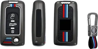 Image de Dutch Shield - Housse métallique pour clés de voiture Peugeot - Housse de protection pour clés Cover D3 Gris, Noir